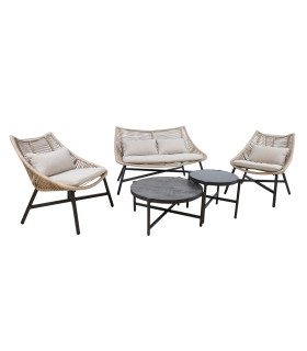 Aiamööblikomplekt HELSINKI diivan, 2 tooli ja 2 lauda, bee˛