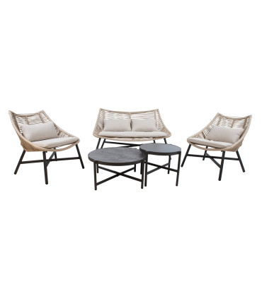 Комплект садовой мебели HELSINKI диван, 2 стула и 2 стола, бежевый