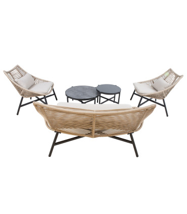 Комплект садовой мебели HELSINKI диван, 2 стула и 2 стола, бежевый