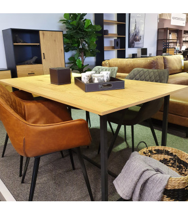 Стул NAOMI 61x60,5xH47/84см, материал покрытия: кожзаменитель, светло-коричневый, чёрные металлические ножки