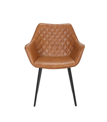 Стул NAOMI 61x60,5xH47/84см, материал покрытия: кожзаменитель, светло-коричневый, чёрные металлические ножки