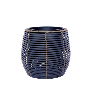 Горшок для цветов WICKER D28x26см, пластиковая оплетка, цвет: темно-серый