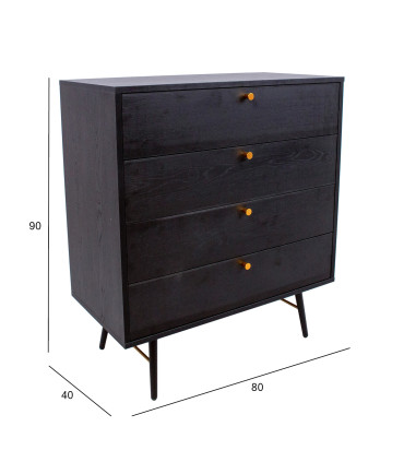 Kummut LUXEMBOURG 80x40xH90cm, must melamiin