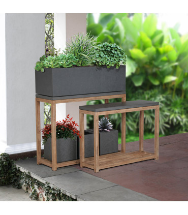 Lillepott SANDSTONE 68,5x25,5xH35cm, hall fiibertsement, 3 plastikust sisepotti