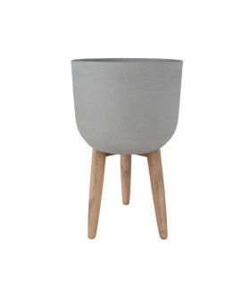 Lillepott SANDSTONE puidust jalgadega D36xH62,5cm, hall