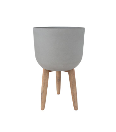 Lillepott SANDSTONE puidust jalgadega D36xH62,5cm, hall