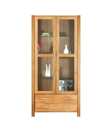Vitriinkapp CHICAGO NEW 2-klaasuksega ja 2-sahtliga, 91x40xH190cm, puit: tammespoon/MDF, värvus: naturaalne, õlitatud