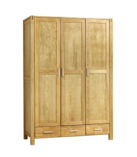 Шкаф платяной CHICAGO NEW с 3 дверьми и 3 ящиками, 130x57xH190cм, дерево: дубовый шпон, цвет: натуральный