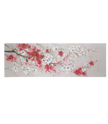 Масляная картина 50x150см, красные вишневые цветы
