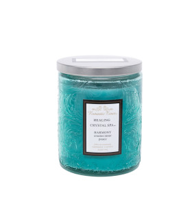 Klaasküünal ROMANTIC TIMES, D7xH9cm, kaanega, sinine (lõhn- HEALING CRYSTAL SPA)