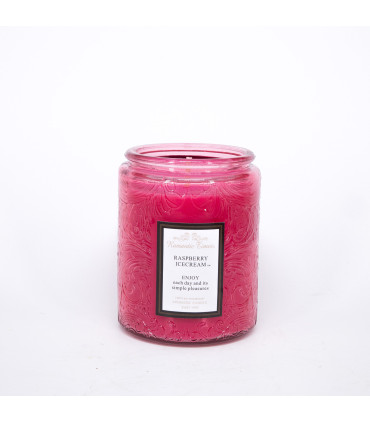 Klaasküünal ROMANTIC TIMES, D7xH9cm, kaanega, roosa, ( lõhn- RASBERRY ICECREAM)