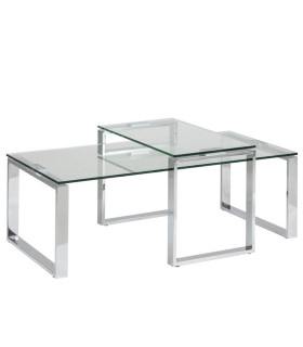 Diivanilauad 2tk KATRINE 115x155xH35cm, 69x40xH40cm, klaas, kroomitud teras
