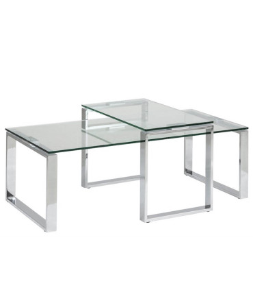 Придиванные столики KATRINE 2шт, cтолешница: 10мм прозрачное стекло, рама: хромированный металл