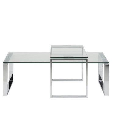 Diivanilauad 2tk KATRINE 115x155xH35cm, 69x40xH40cm, klaas, kroomitud teras