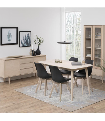 Kummut NAGANO 40x150xH75cm, 2-ukse ja 3-sahtliga, materjal: puit/tammespoon, viimistlus: õlitatud valge pigmendiga