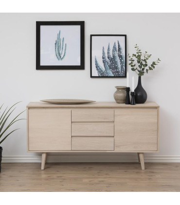 Kummut NAGANO 40x150xH75cm, 2-ukse ja 3-sahtliga, materjal: puit/tammespoon, viimistlus: õlitatud valge pigmendiga