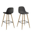 Барные стулья 2шт. WILMA 46,6x51xH101см, сиденье и спинка: ткань, цвет: серый, ножки: металл, цвет: дуб