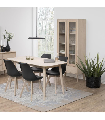 Vitriinkapp NAGANO 37x80xH178cm, 2-klaasukse ja 1-sahtliga, materjal: puit/tammespoon, viimistlus: õlitatud