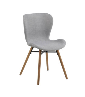 Стулья 2шт. BATILDA 47x56xH82,5см, сиденье/спинка: ткань, цвет: светло-серый, ножки: дуб, чёрный металл