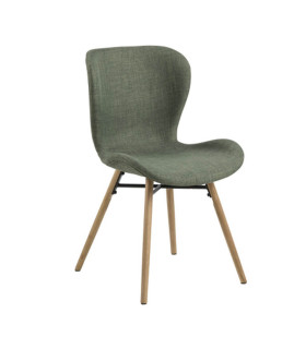 Стулья 2шт. BATILDA 47x56xH82,5см, сиденье/спинка: ткань, цвет: зелёный, ножки: дуб, чёрный металл