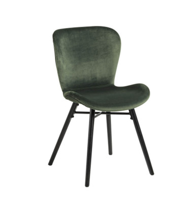 Стулья 2шт. BATILDA 47x56xH82,5см, сиденье/спинка: ткань, цвет: лесной-зелёный, ножки: каучуковое дерево, цвет: чёрный