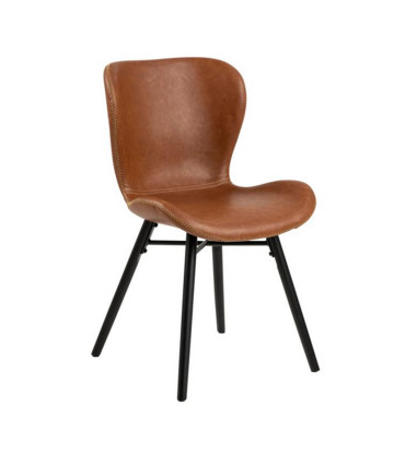 Стулья 2шт. BATILDA 47x56xH82,5см, сиденье/спинка: кожзаменитель, цвет: бренди, ножки: каучуковое дерево, цвет: чёрный