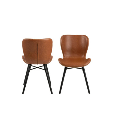 Стулья 2шт. BATILDA 47x56xH82,5см, сиденье/спинка: кожзаменитель, цвет: бренди, ножки: каучуковое дерево, цвет: чёрный