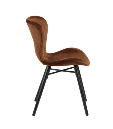 Tool BATILDA 47x56xH82,5cm, iste ja seljatugi: sametkangas, värvus: vaskne, jalad: kummipuu, värvus: must