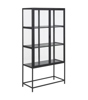 Vitriinkapp SEAFORD 77x35xH150cm, 2-klaasuksega, 3-riiuliga, must