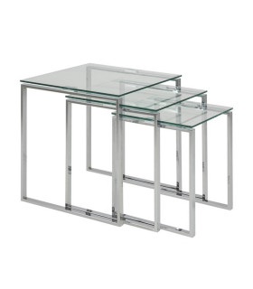Diivanilauad 3tk KATRINE 36x36xH45cm, 43x43xH50cm, 50x50xH55cm, klaas