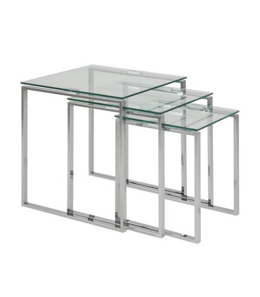 Diivanilauad 3tk KATRINE 36x36xH45cm, 43x43xH50cm, 50x50xH55cm, klaas