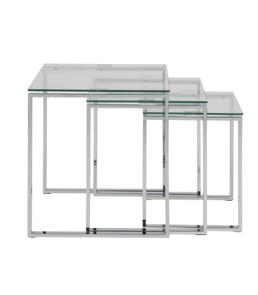Придиванные столики KATRINE 3tk, cтолешница: 8мм прозрачное стекло, рама: хромированный металл