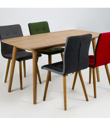 Söögilaud NAGANO 150x80xH75,5cm, lauaplaat: puit / tammespoon, jalad: täispuit, viimistlus: õlitatud