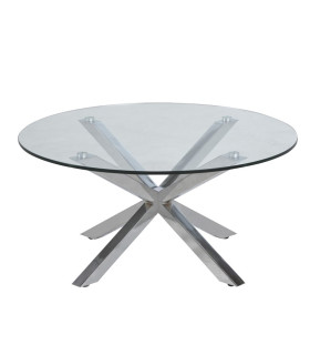 Diivanilaud HEAVEN D82xH40cm, lauaplaat: läbipaistev klaas, jalad: kroomitud