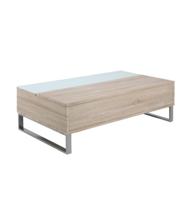 Придиванный столик AZALEA 110x60x35см, столешница: мебельная доска/белый стекло 5мм, цвет: дуб, ножка: металл