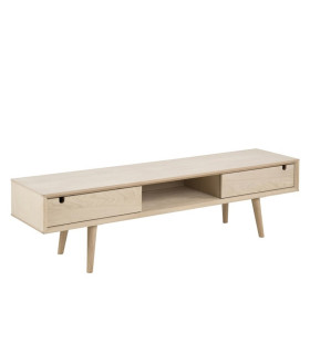 TВ-стол CENTURY 160x38xH43см, с 2 дверьми, материал: шпон дуба/мебельная доска, промасленный с белым пигментом