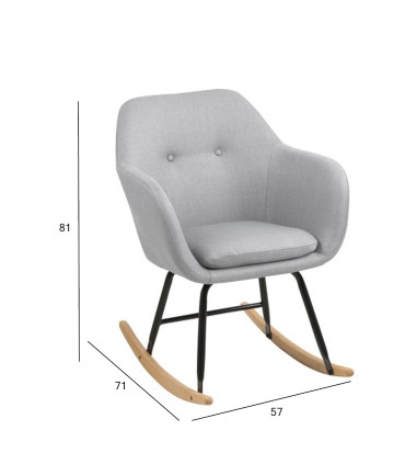 Кресло-качалка EMILIA 57x71xH81см, сиденье и спинка: ткань Corsica, цвет: светло-серый