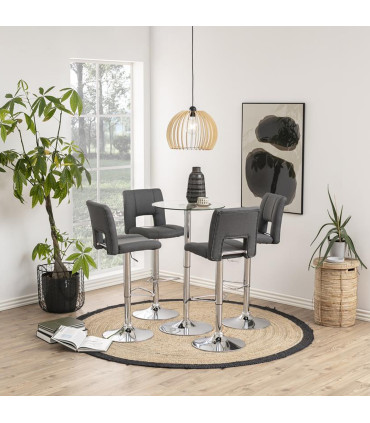 Baaritool SYLVIA, tumehall/kroom, 41,5x52xH115cm