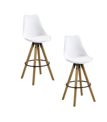 Baaritool DIMA 48,5x55xH111,5cm, valge PU, jalad: tamm