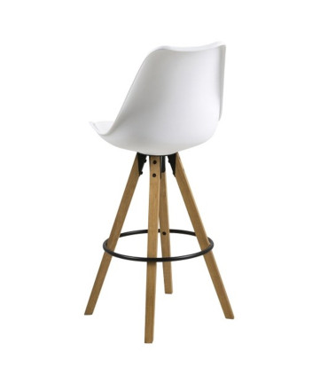 Baaritool DIMA 48,5x55xH111,5cm, valge PU, jalad: tamm