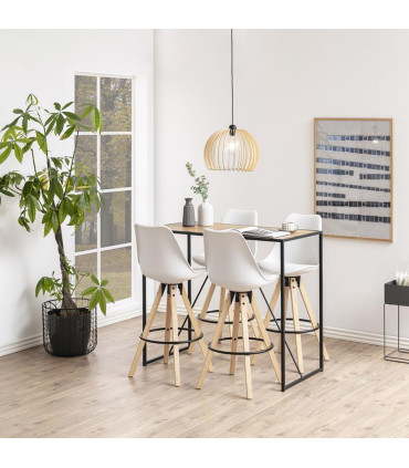 Baaritool DIMA 48,5x55xH111,5cm, valge PU, jalad: tamm