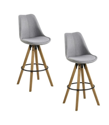 Барный стулья 2шт. DIMA 48,5x55xH111,5см, сиденье и спинка: ткань, цвет: светло-серый, обработка: дубовая морилка