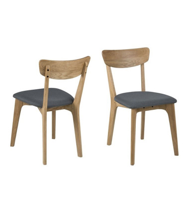 Стулья 2шт. TAXI 45x49xH84см, спинка: дуб, сиденье: ткань, цвет: тёмно-серый, ножки: дуб, обработка: промасленный
