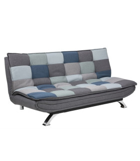 Diivanvoodi FAITH 196x98xH91cm, kattematerjal: kangas, lapitehnika, värvus: hall/sinine, jalad: metall, värvus: kroom