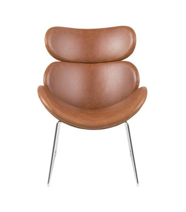 Кресло CAZAR 69x78,5xH90,5см, сиденье и спинка: кожзаменитель, цвет: бренди, рама: хромированный металл