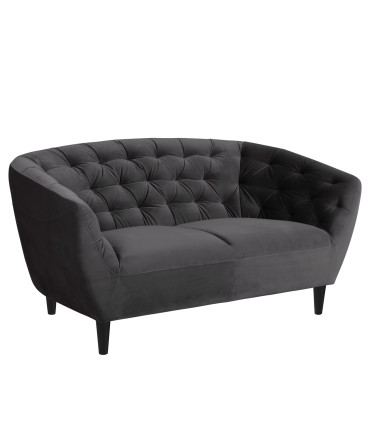 Diivan RIA 84x150xH78cm, 2-kohaline, kattematerjal: kangas, värvus: tumehall, jalad: kummipuu, värvus: must