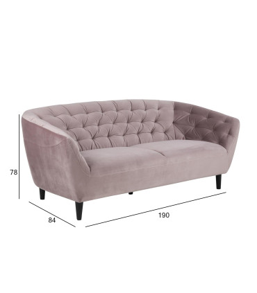 Diivan RIA 84x191xH78cm, 3-kohaline, kattematerjal: kangas, värvus: vanaroosa, jalad: kummipuu, värvus: must