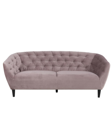 Diivan RIA 84x191xH78cm, 3-kohaline, kattematerjal: kangas, värvus: vanaroosa, jalad: kummipuu, värvus: must