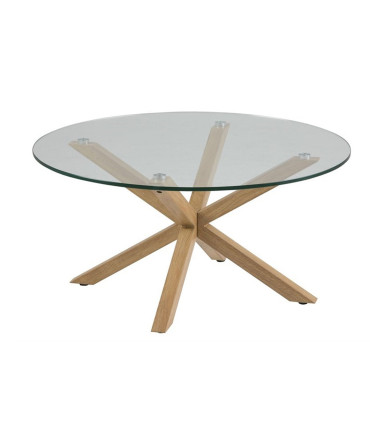 Diivanilaud HEAVEN D82xH40cm, lauaplaat: 10mm läbipaistev klaas, jalad: metall, värvus: tamm