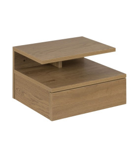 Прикроватная тумба ASHLAN 35x32xH22,5см, с полкой и ящиком, настенные крепления, материал: дерево, цвет: дуб